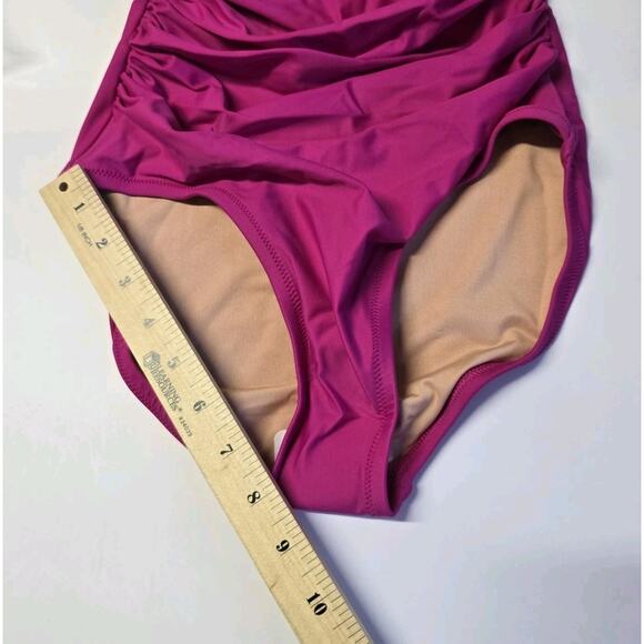 J.Crew Ruched V Neck One‎ Piece Swimsuit Womens Size 0 Fuchsia BC116 - Picture 7 of 10